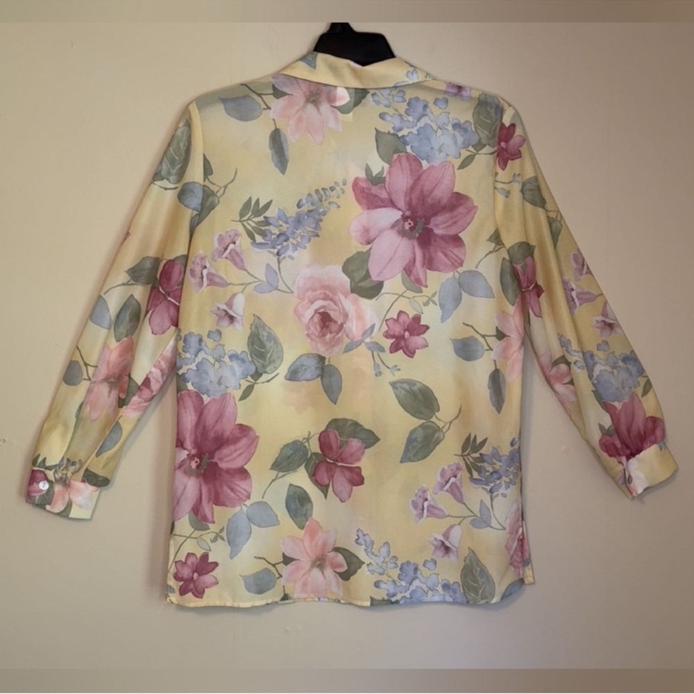 Willow Ridge vintage Floral Button-Up Blouse cottage core Sheer Top Large - Picture 2 of 6